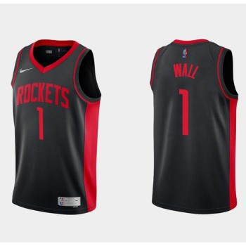 Men's Houston Rockets #1 John Wall Earned Edition Black Stitched Basketball Jersey Men's Houston Rockets #1 John Wall Earned Edition Black Stitched Basketball Jersey