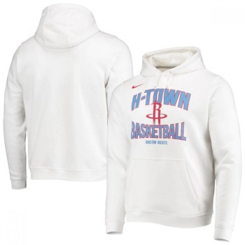 Men's Houston Rockets 2021 White City Edition Story Club Logo Pullover Hoodie Men's Houston Rockets 2021 White City Edition Story Club Logo Pullover Hoodie