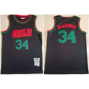 Men's Houston Rockets #34 Hakeem Olajuwon Black 1993-94 Throwback Stitched Jersey Men's Houston Rockets #34 Hakeem Olajuwon Black 1993-94 Throwback Stitched Jersey