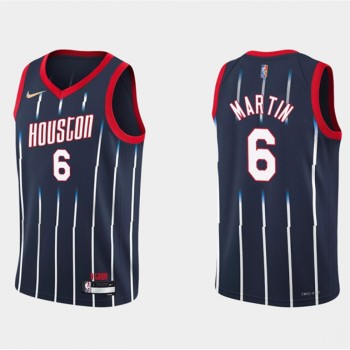 Men's Houston Rockets #6 Kenyon Martin Jr. 2021/22 City Edition 75th Anniversary Navy Stitched Basketball Jersey Men's Houston Rockets #6 Kenyon Martin Jr. 2021/22 City Edition 75th Anniversary Navy Stitched Basketball Jersey