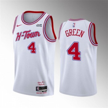Men's Houston Rockets #4 Jalen Green White 2023/24 City Edition Stitched Jersey Men's Houston Rockets #4 Jalen Green White 2023/24 City Edition Stitched Jersey