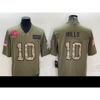 Men's Houston Texans #10 Davis Mills Olive/Camo Salute To Service Limited Stitched Jersey Men's Houston Texans #10 Davis Mills Olive/Camo Salute To Service Limited Stitched Jersey
