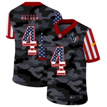 Men's Houston Texans #4 Deshaun Watson 2020 Camo USA Flag Limited Stitched Jersey Men's Houston Texans #4 Deshaun Watson 2020 Camo USA Flag Limited Stitched Jersey