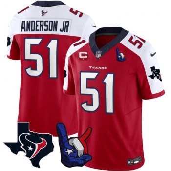 Men's Houston Texans #51 Will Anderson Jr. Red/White 2023 F.U.S.E. With 1-Star C And Hand Sign Throwing Up The H Patch Vapor Untouchable Limited Stitched Football Jersey Men's Houston Texans #51 Will Anderson Jr. Red/White 2023 F.U.S.E. With 1-Star C And Hand Sign Throwing Up The H Patch Vapor Untouchable Limited Stitched Football Jersey