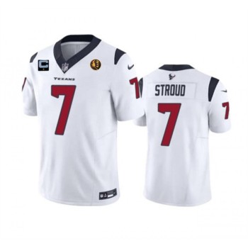 Men's Houston Texans #7 C.J. Stroud White 2023 F.U.S.E. With 1-star C Patch John Madden Patch Vapor Limited Stitched Football Jersey Men's Houston Texans #7 C.J. Stroud White 2023 F.U.S.E. With 1-star C Patch John Madden Patch Vapor Limited Stitched Football Jersey