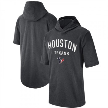 Men's Houston Texans Heathered Charcoal Sideline Training Hoodie Performance T-Shirt Men's Houston Texans Heathered Charcoal Sideline Training Hoodie Performance T-Shirt
