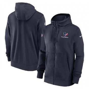 Men's Houston Texans Navy Sideline Club Performance Full-Zip Hoodie Men's Houston Texans Navy Sideline Club Performance Full-Zip Hoodie