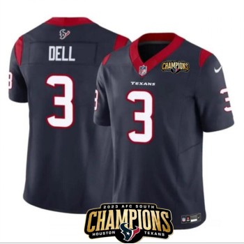 Men's Houston Texans #3 Tank Dell Navy 2023 F.U.S.E. AFC South Champions Patch Vapor Untouchable Limited Stitched Football Jersey Men's Houston Texans #3 Tank Dell Navy 2023 F.U.S.E. AFC South Champions Patch Vapor Untouchable Limited Stitched Football Jersey