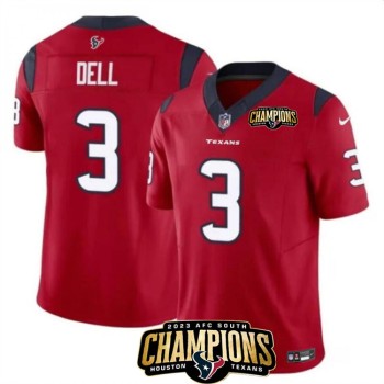 Men's Houston Texans #3 Tank Dell Red 2023 F.U.S.E. AFC South Champions Patch Vapor Untouchable Limited Stitched Football Jersey Men's Houston Texans #3 Tank Dell Red 2023 F.U.S.E. AFC South Champions Patch Vapor Untouchable Limited Stitched Football Jersey