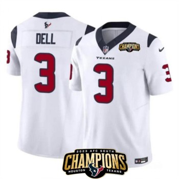 Men's Houston Texans #3 Tank Dell White 2023 F.U.S.E. AFC South Champions Patch Vapor Untouchable Limited Stitched Football Jersey Men's Houston Texans #3 Tank Dell White 2023 F.U.S.E. AFC South Champions Patch Vapor Untouchable Limited Stitched Football Jersey