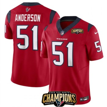 Men's Houston Texans #51 Will Anderson Jr. Red 2023 F.U.S.E. AFC South Champions Patch Vapor Untouchable Limited Stitched Football Jersey Men's Houston Texans #51 Will Anderson Jr. Red 2023 F.U.S.E. AFC South Champions Patch Vapor Untouchable Limited Stitched Football Jersey