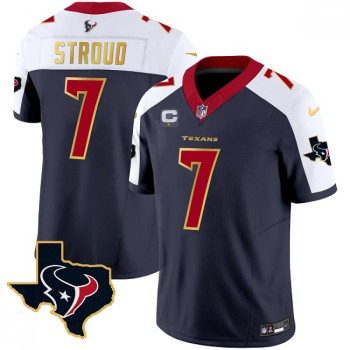 Men's Houston Texans #7 C.J. Stroud Navy/White 2023 F.U.S.E. With 1-Star C And Team Logo Patch Limited Stitched Football Jersey Men's Houston Texans #7 C.J. Stroud Navy/White 2023 F.U.S.E. With 1-Star C And Team Logo Patch Limited Stitched Football Jersey