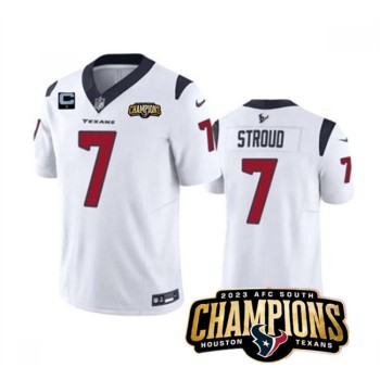 Men's Houston Texans #7 C.J. Stroud White 2023 F.U.S.E. With 1-Star C Patch And AFC South Champions Patch Vapor Untouchable Limited Stitched Football Jersey Men's Houston Texans #7 C.J. Stroud White 2023 F.U.S.E. With 1-Star C Patch And AFC South Champions Patch Vapor Untouchable Limited Stitched Football Jersey