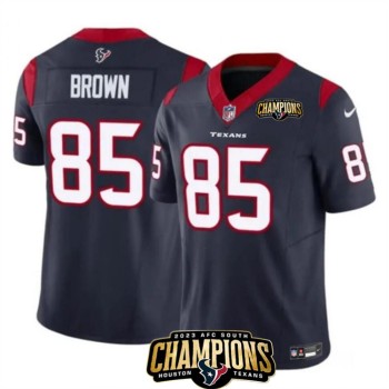 Men's Houston Texans #85 Noah Brown Navy 2023 F.U.S.E. AFC South Champions Patch Vapor Untouchable Limited Stitched Football Jersey Men's Houston Texans #85 Noah Brown Navy 2023 F.U.S.E. AFC South Champions Patch Vapor Untouchable Limited Stitched Football Jersey