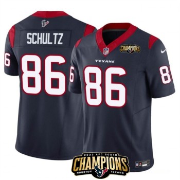 Men's Houston Texans #86 Dalton Schultz Navy 2023 F.U.S.E. AFC South Champions Patch Vapor Untouchable Limited Stitched Football Jersey Men's Houston Texans #86 Dalton Schultz Navy 2023 F.U.S.E. AFC South Champions Patch Vapor Untouchable Limited Stitched Football Jersey
