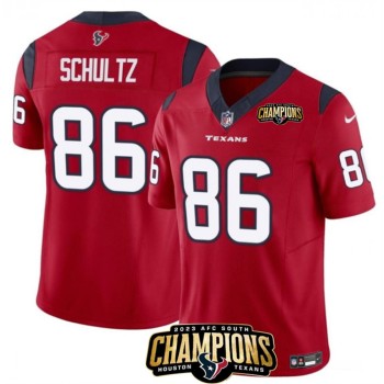 Men's Houston Texans #86 Dalton Schultz Red 2023 F.U.S.E. AFC South Champions Patch Vapor Untouchable Limited Stitched Football Jersey Men's Houston Texans #86 Dalton Schultz Red 2023 F.U.S.E. AFC South Champions Patch Vapor Untouchable Limited Stitched Football Jersey