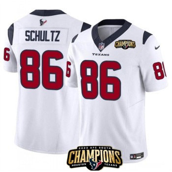 Men's Houston Texans #86 Dalton Schultz White 2023 F.U.S.E. AFC South Champions Patch Vapor Untouchable Limited Stitched Football Jersey Men's Houston Texans #86 Dalton Schultz White 2023 F.U.S.E. AFC South Champions Patch Vapor Untouchable Limited Stitched Football Jersey