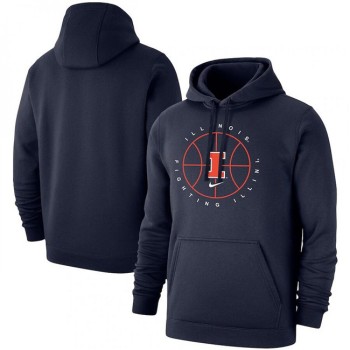 Men's Illinois Fighting Illini Navy Basketball Icon Club Fleece Pullover Hoodie Men's Illinois Fighting Illini Navy Basketball Icon Club Fleece Pullover Hoodie