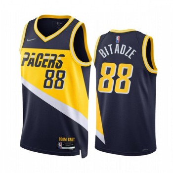 Men's Indiana Pacers #88 Goga Bitadze 2021/22 Navy City Edition 75th Anniversary Stitched Basketball Jersey Men's Indiana Pacers #88 Goga Bitadze 2021/22 Navy City Edition 75th Anniversary Stitched Basketball Jersey