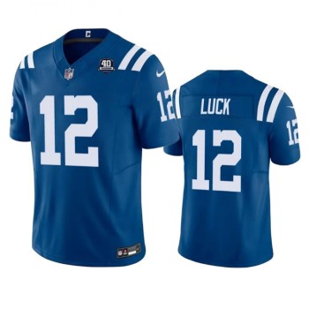 Men's Indianapolis Colts #12 Andrew Luck Blue 2023 F.U.S.E 40th Anniversary Vapor Untouchable Stitched Football Jersey Men's Indianapolis Colts #12 Andrew Luck Blue 2023 F.U.S.E 40th Anniversary Vapor Untouchable Stitched Football Jersey