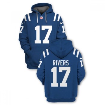 Men's Indianapolis Colts #17 Philip Rivers 2021 Blue Pullover Hoodie Men's Indianapolis Colts #17 Philip Rivers 2021 Blue Pullover Hoodie