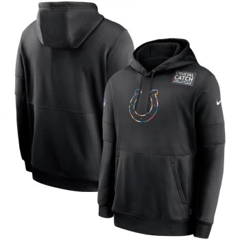 Men's Indianapolis Colts 2020 Black Crucial Catch Sideline Performance Pullover Hoodie Men's Indianapolis Colts 2020 Black Crucial Catch Sideline Performance Pullover Hoodie