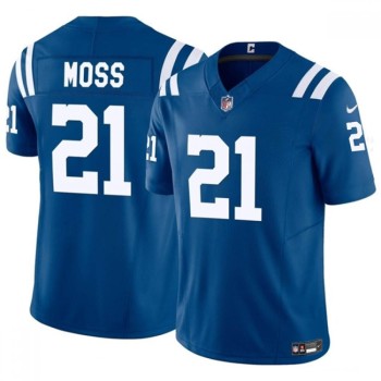 Men's Indianapolis Colts #21 Zack Moss Blue 2023 F.U.S.E. Vapor Untouchable Limited Stitched Football Jersey Men's Indianapolis Colts #21 Zack Moss Blue 2023 F.U.S.E. Vapor Untouchable Limited Stitched Football Jersey
