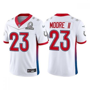 Men's Indianapolis Colts #23 Kenny Moore II 2022 White AFC Pro Bowl Stitched Jersey Men's Indianapolis Colts #23 Kenny Moore II 2022 White AFC Pro Bowl Stitched Jersey
