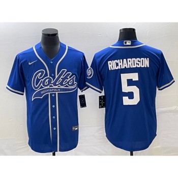 Men's Indianapolis Colts #5 Anthony Richardson Royal Cool Base Stitched Baseball Jersey Men's Indianapolis Colts #5 Anthony Richardson Royal Cool Base Stitched Baseball Jersey