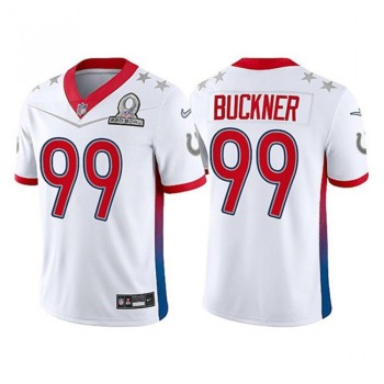 Men's Indianapolis Colts #99 DeForest Buckner 2022 White AFC Pro Bowl Stitched Jersey Men's Indianapolis Colts #99 DeForest Buckner 2022 White AFC Pro Bowl Stitched Jersey