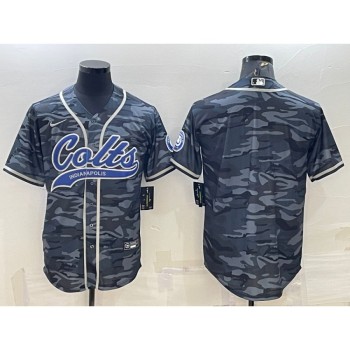 Men's Indianapolis Colts Blank Grey Camo With Patch Cool Base Stitched Baseball Jersey Men's Indianapolis Colts Blank Grey Camo With Patch Cool Base Stitched Baseball Jersey