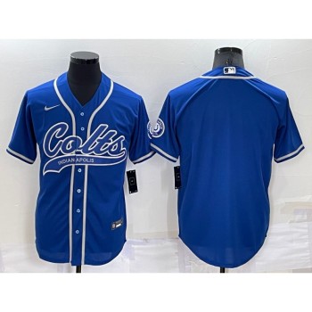 Men's Indianapolis Colts Blank Royal Cool Base Stitched Baseball Jersey Men's Indianapolis Colts Blank Royal Cool Base Stitched Baseball Jersey