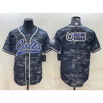Men's Indianapolis Colts Grey Camo Team Big Logo With Patch Cool Base Stitched Baseball Jersey Men's Indianapolis Colts Grey Camo Team Big Logo With Patch Cool Base Stitched Baseball Jersey