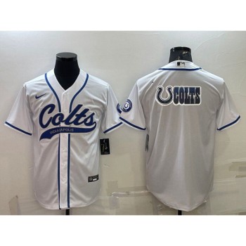 Men's Indianapolis Colts White Team Big Logo With Patch Cool Base Stitched Baseball Jersey Men's Indianapolis Colts White Team Big Logo With Patch Cool Base Stitched Baseball Jersey