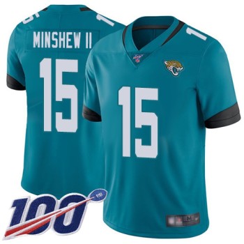 Men's Jacksonville Jaguars #15 Gardner Minshew II Teal 2019 100th Season Vapor Untouchable Limited Stitched NFL Jersey Men's Jacksonville Jaguars #15 Gardner Minshew II Teal 2019 100th Season Vapor Untouchable Limited Stitched NFL Jersey