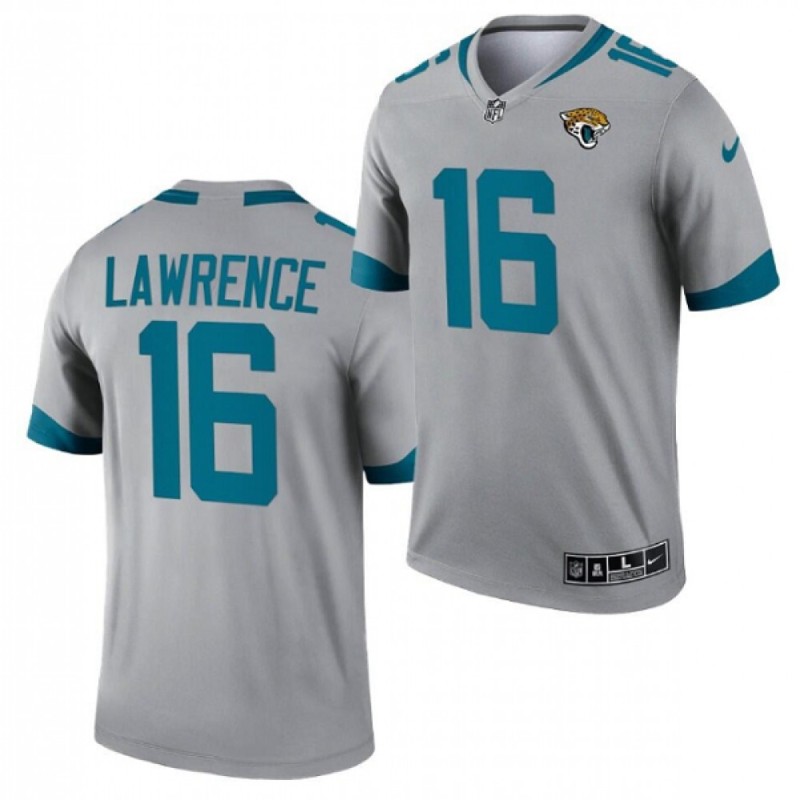 Men's Jacksonville Jaguars #16 Trevor Lawrence 2021 Silver Inverted Legend Stitched Jersey Men's Jacksonville Jaguars #16 Trevor Lawrence 2021 Silver Inverted Legend Stitched Jersey