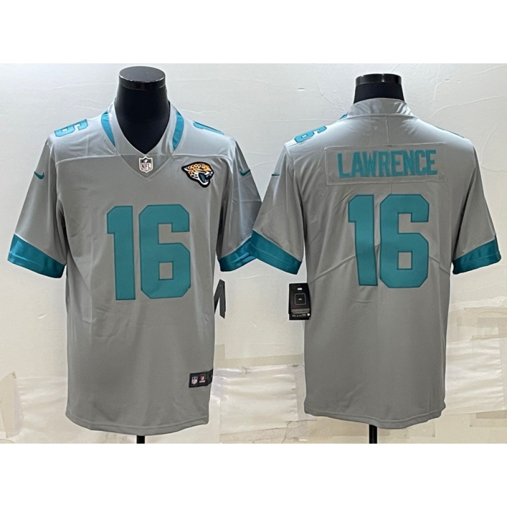 Men's Jacksonville Jaguars #16 Trevor Lawrence Silver Stitched Jersey
