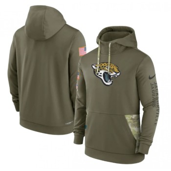 Men's Jacksonville Jaguars 2022 Olive Salute to Service Therma Performance Pullover Hoodie Men's Jacksonville Jaguars 2022 Olive Salute to Service Therma Performance Pullover Hoodie