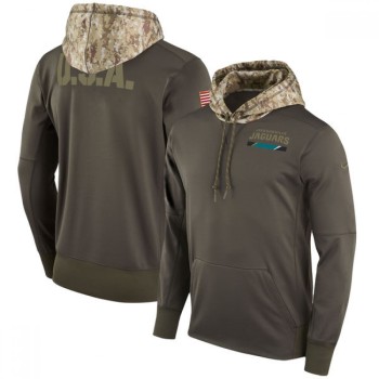 Men's Jacksonville Jaguars Olive Salute to Service Sideline Therma Pullover Hoodie Men's Jacksonville Jaguars Olive Salute to Service Sideline Therma Pullover Hoodie