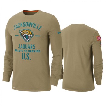 Men's Jacksonville Jaguars Tan 2019 Salute to Service Sideline Performance Long Sleeve Shirt Men's Jacksonville Jaguars Tan 2019 Salute to Service Sideline Performance Long Sleeve Shirt