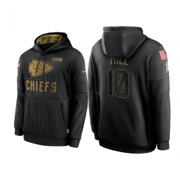 Men's Kansas City Chiefs #10 Tyreek Hill 2020 Black Salute to Service Sideline Performance Pullover Hoodie Men's Kansas City Chiefs #10 Tyreek Hill 2020 Black Salute to Service Sideline Performance Pullover Hoodie