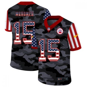 Men's Kansas City Chiefs #15 Patrick Mahomes Camo USA Flag Limited Stitched Jersey Men's Kansas City Chiefs #15 Patrick Mahomes Camo USA Flag Limited Stitched Jersey