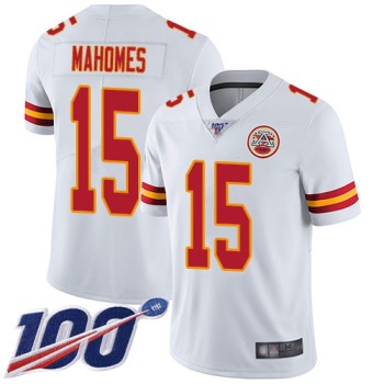 Men's Kansas City Chiefs #15 Patrick Mahomes White 2019 100th Season Vapor Untouchable Limited Stitched NFL Jersey Men's Kansas City Chiefs #15 Patrick Mahomes White 2019 100th Season Vapor Untouchable Limited Stitched NFL Jersey