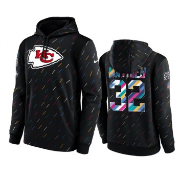 Men's Kansas City Chiefs #32 Tyrann Mathieu 2021 Charcoal Crucial Catch Therma Pullover Hoodie Men's Kansas City Chiefs #32 Tyrann Mathieu 2021 Charcoal Crucial Catch Therma Pullover Hoodie
