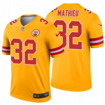 Men's Kansas City Chiefs #32 Tyrann Mathieu Gold Inverted Legend Stitched Jersey Men's Kansas City Chiefs #32 Tyrann Mathieu Gold Inverted Legend Stitched Jersey