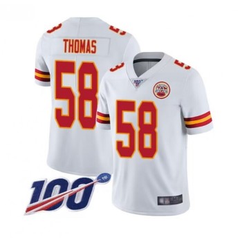 Men's Kansas City Chiefs #58 Derrick Thomas White 2019 100th Season Vapor Untouchable Limited Stitched NFL Jersey Men's Kansas City Chiefs #58 Derrick Thomas White 2019 100th Season Vapor Untouchable Limited Stitched NFL Jersey