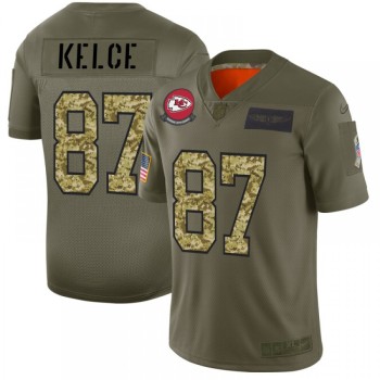 Men's Kansas City Chiefs #87 Travis Kelce 2019 Olive/Camo Salute To Service Limited Stitched NFL Jersey Men's Kansas City Chiefs #87 Travis Kelce 2019 Olive/Camo Salute To Service Limited Stitched NFL Jersey