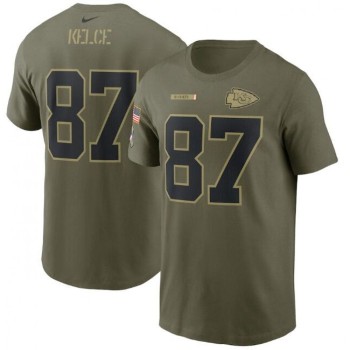 Men's Kansas City Chiefs #87 Travis Kelce 2021 Olive Salute To Service Legend Performance T-Shirt Men's Kansas City Chiefs #87 Travis Kelce 2021 Olive Salute To Service Legend Performance T-Shirt