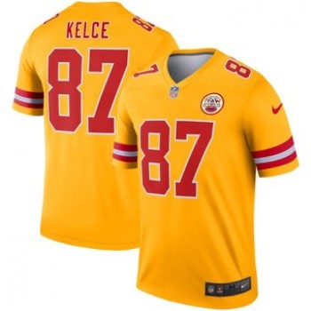Men's Kansas City Chiefs #87 Travis Kelce Gold Inverted Legend Jersey Men's Kansas City Chiefs #87 Travis Kelce Gold Inverted Legend Jersey