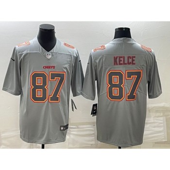 Men's Kansas City Chiefs #87 Travis Kelce Gray Atmosphere Fashion Stitched Jersey Men's Kansas City Chiefs #87 Travis Kelce Gray Atmosphere Fashion Stitched Jersey
